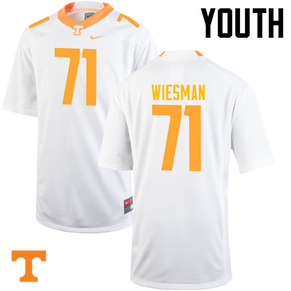 Youth #71 Dylan Wiesman Tennessee Volunteers College Football Jerseys-White